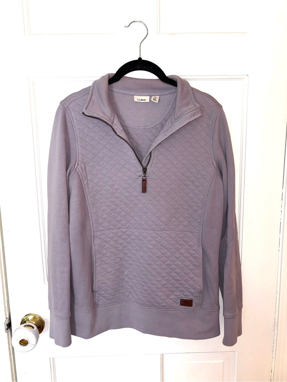 L.L. Bean women’s  Quilted Half-Zip Pullover Sweater in Lavender